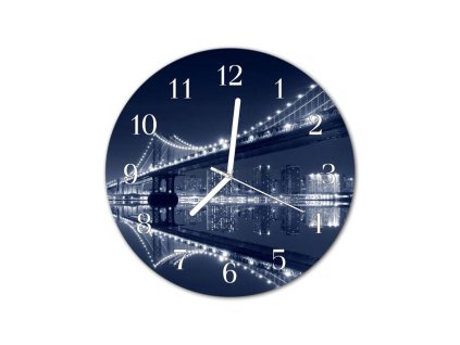 Nástěnné hodiny obrazové na skle - Osvětlený most