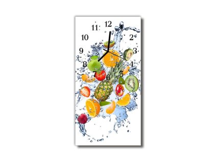 Nástěnné hodiny obrazové na skle - Ovoce ve vodě
