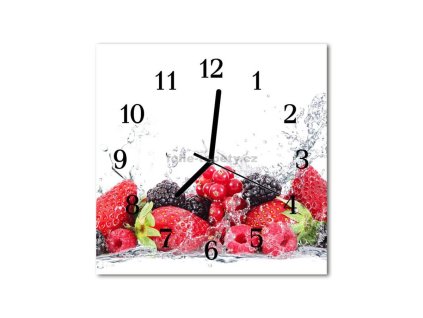 Nástěnné hodiny obrazové na skle - Ovoce ve vodě II