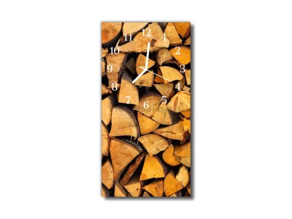 Nástěnné hodiny obrazové na skle - Palivové dřevo