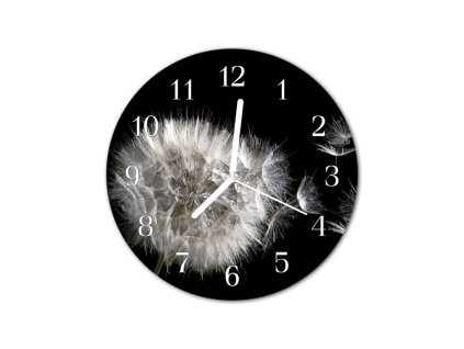 Nástěnné hodiny obrazové na skle - Pampeliška II