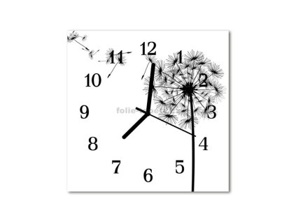 Nástěnné hodiny obrazové na skle - Pampeliška kreslená