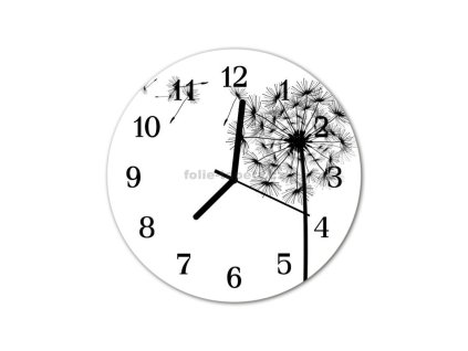 Nástěnné hodiny obrazové na skle - Pampeliška kreslená