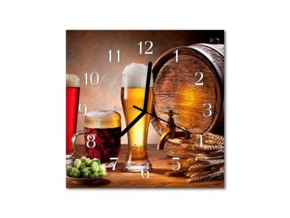 Nástěnné hodiny obrazové na skle - Pivo