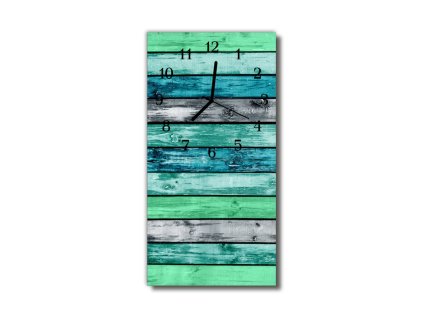 Nástěnné hodiny obrazové na skle - Prkna barevné