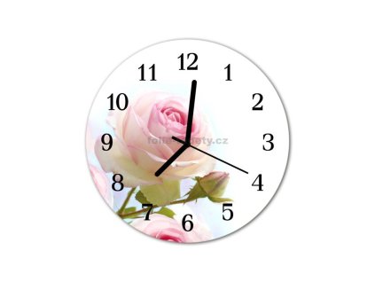 Nástěnné hodiny obrazové na skle - Růže I