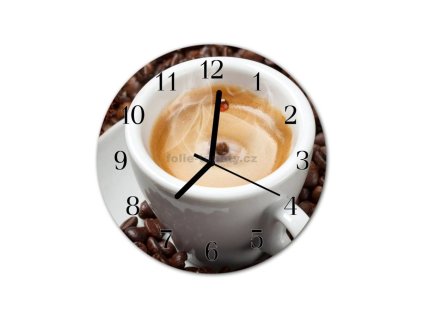 Nástěnné hodiny obrazové na skle - Šálek kávy II