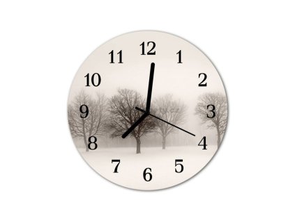 Nástěnné hodiny obrazové na skle - Zimní krajina