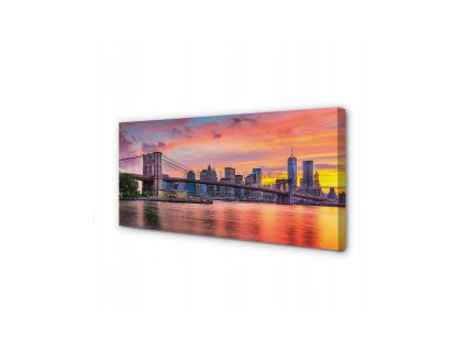 46746 obraz na platne zapad slunce ve meste 100 x 50 cm