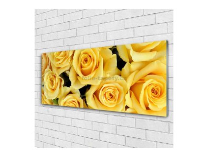 41625 obraz na skle ruze zlute 140 x 70 cm