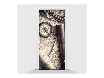 38373 samolepici fototapeta kompas a mapa 95 x 210cm