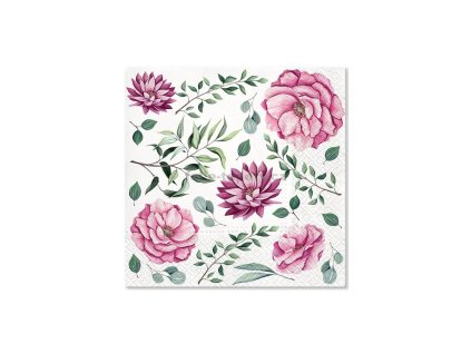 46548 papirove ubrousky ruzove kvety 33 x 33 cm