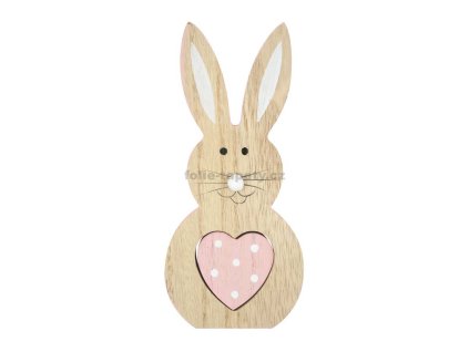 46965 drevena velikonocni zajic ruzovy 20 cm