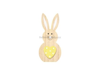 46956 drevena velikonocni zajic zluty 20 cm