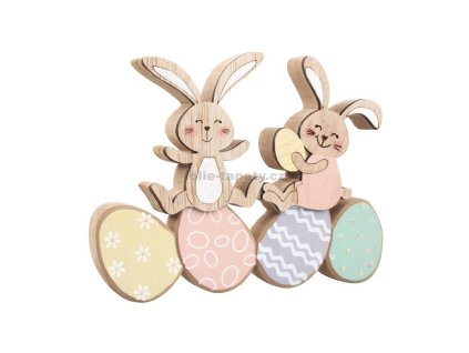 46518 dreveni velikonocni zajicci barevni 18 x 14 cm