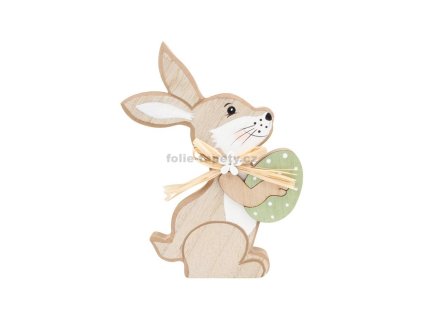 46497 dreveny velikonocni zajic s vajickem ii 15 cm