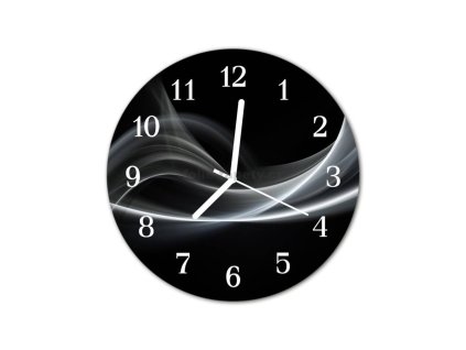 Hodiny nástěnné obrazové na skle - Abstrakt bílý