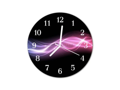 Hodiny nástěnné obrazové na skle - Abstrakt růžový