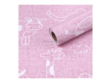 45849 samolepici folie safari zviratka ruzova 45 cm x 10 m