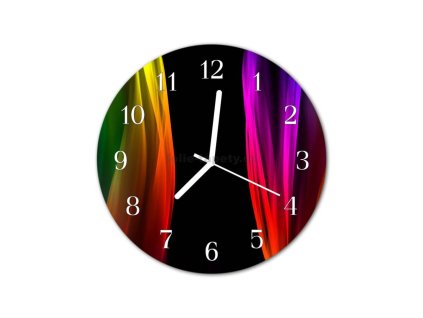 Nástěnné hodiny obrazové na skle - Abstrakt barevná duha