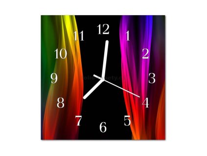 Nástěnné hodiny obrazové na skle - Abstrakt barevný V