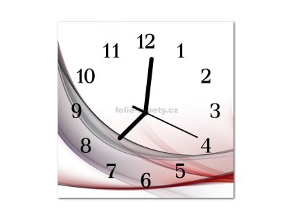 Nástěnné hodiny obrazové na skle - Abstrakt červenočerný I