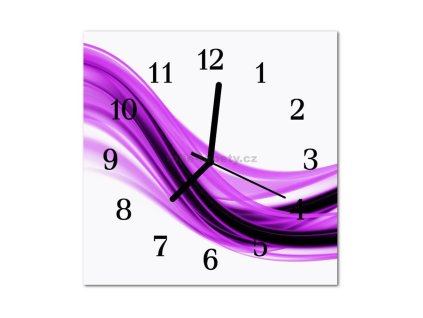 Nástěnné hodiny obrazové na skle - Abstrakt fialový