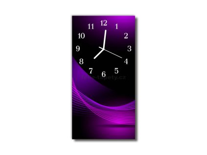 Nástěnné hodiny obrazové na skle - Abstrakt fialový I