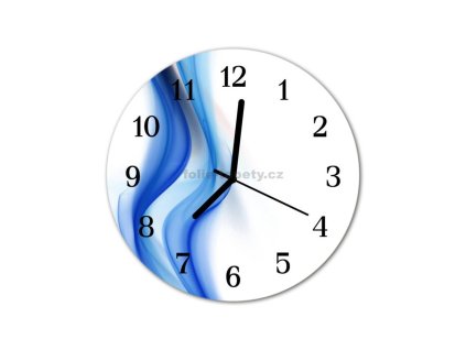 Nástěnné hodiny obrazové na skle - Abstrakt modrý I