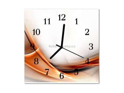 Nástěnné hodiny obrazové na skle - Abstrakt oranžovohnědý