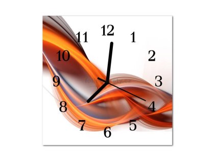 Nástěnné hodiny obrazové na skle - Abstrakt oranžový