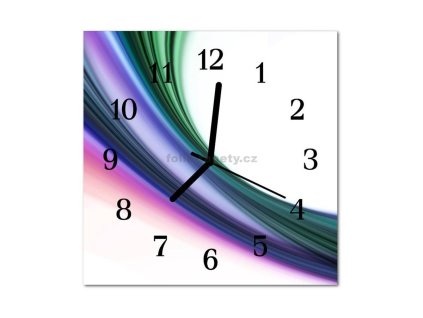 Nástěnné hodiny obrazové na skle - Abstrakt různobarevný