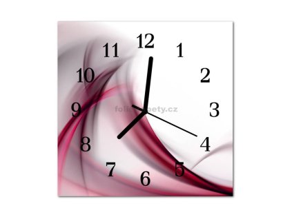Nástěnné hodiny obrazové na skle - Abstrakt růžovočervený