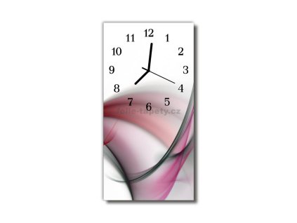 Nástěnné hodiny obrazové na skle - Abstrakt růžovošedý
