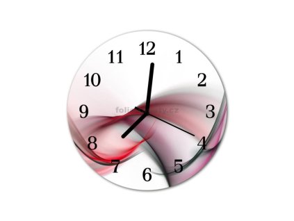 Nástěnné hodiny obrazové na skle - Abstrakt růžovošedý