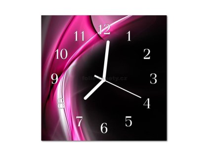 Nástěnné hodiny obrazové na skle - Abstrakt růžový