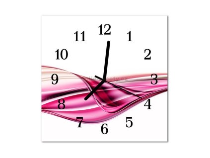 Nástěnné hodiny obrazové na skle - Abstrakt růžový I