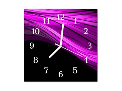 Nástěnné hodiny obrazové na skle - Abstrakt tmavě růžový