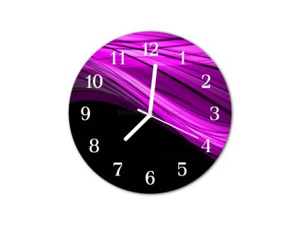 Nástěnné hodiny obrazové na skle - Abstrakt tmavě růžový