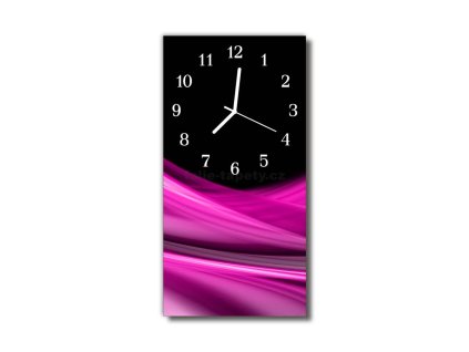 Nástěnné hodiny obrazové na skle - Abstrakt tmavě růžový I
