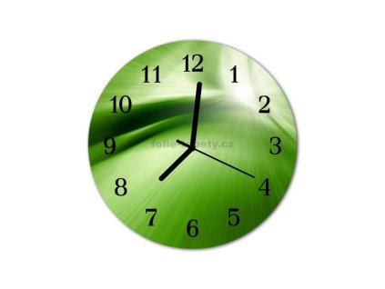 Nástěnné hodiny obrazové na skle - Abstrakt zelený