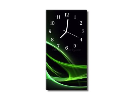 Nástěnné hodiny obrazové na skle - Abstrakt zelený