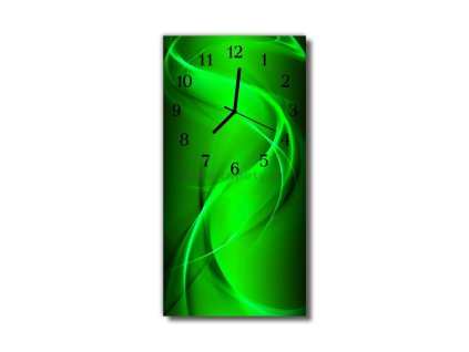 Nástěnné hodiny obrazové na skle - Abstrakt zelený II