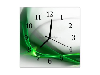 Nástěnné hodiny obrazové na skle - Abstrakt zelený III