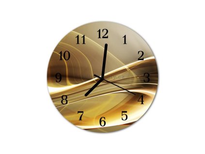 Nástěnné hodiny obrazové na skle - Abstrakt zlatý