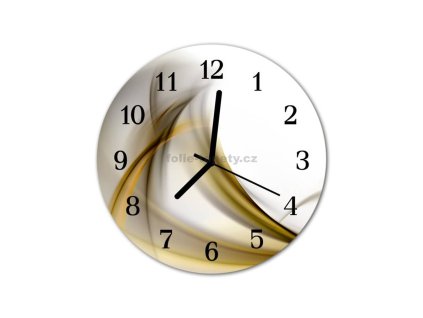 Nástěnné hodiny obrazové na skle - Abstrakt zlatý