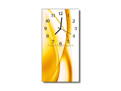 Nástěnné hodiny obrazové na skle - Abstrakt žlutý