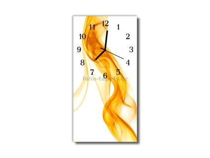 Nástěnné hodiny obrazové na skle - Abstrakt žlutý I