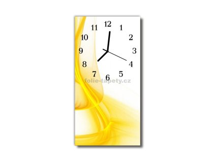 Nástěnné hodiny obrazové na skle - Abstrakt žlutý II