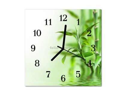 Nástěnné hodiny obrazové na skle - Bambus